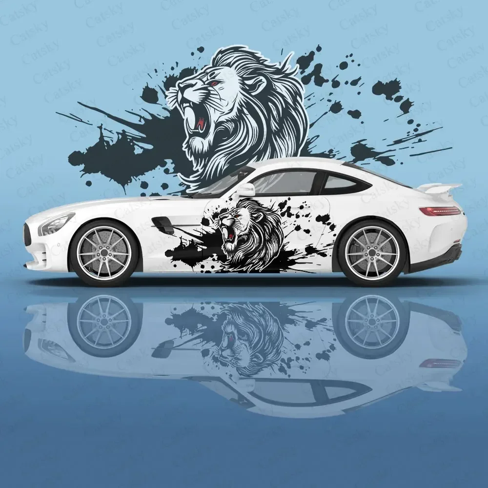 Lion ink animal splash Car Decal Protective Film Vinyl Side Graphic Wrap Accessories Racing Modified Car Stickers