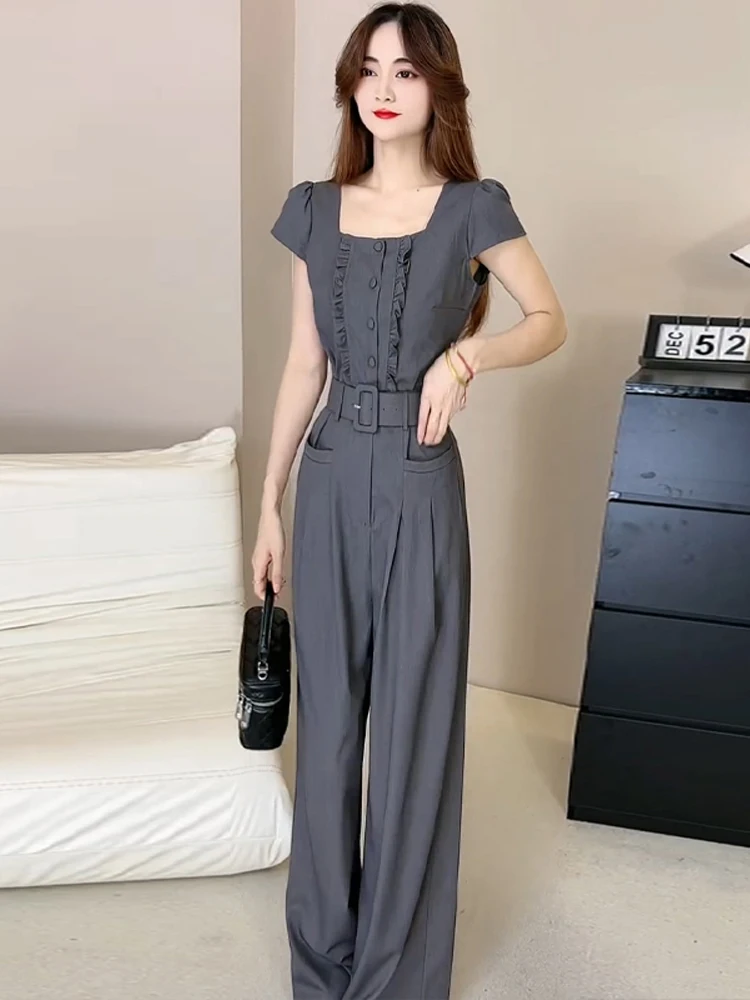 Pantalones de cintura alta inspirados en Ele Commute para mujer, novedad de verano, ropa de trabajo Retro Faion con sensación avanzada Sle