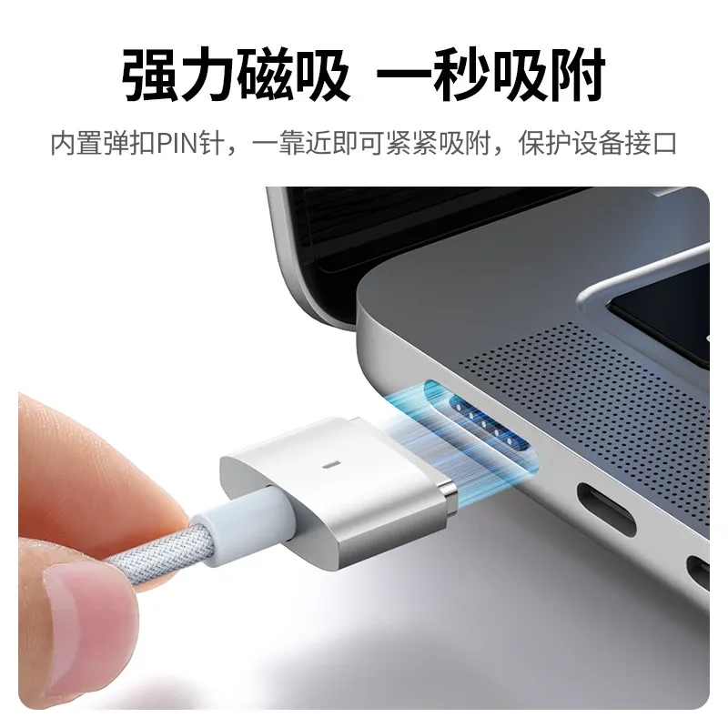 Ugreen LED lights magnetic For usb c to magsafe 2 Charging cable PD charger for Apple MacBook Air Power adapter cable 2m braided