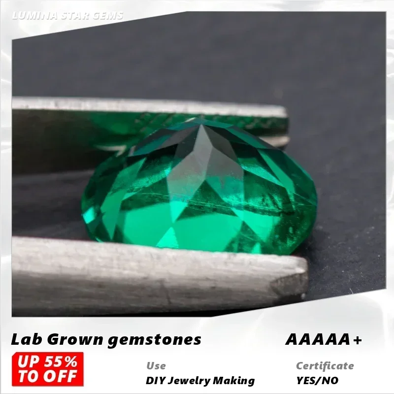 L-Lab Grown Columbia Emerald Round Shape Charms Gemstone Hand-cut Beads for Diy Advanced Charm Jewelry Rings Making Certificate