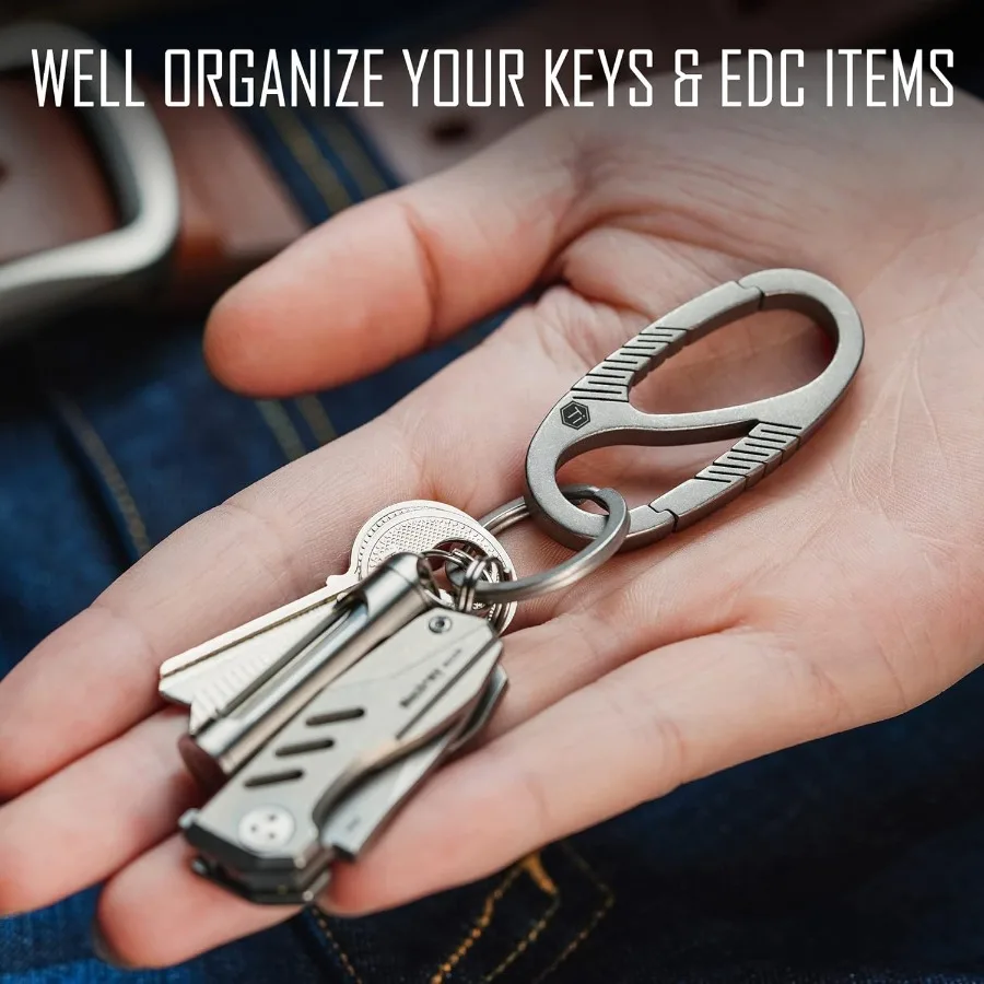 مشبك سلسلة مفاتيح من التيتانيوم DualGate سريع الإصدار EDC منظم حامل حلقة المفاتيح للرجال والنساء #5