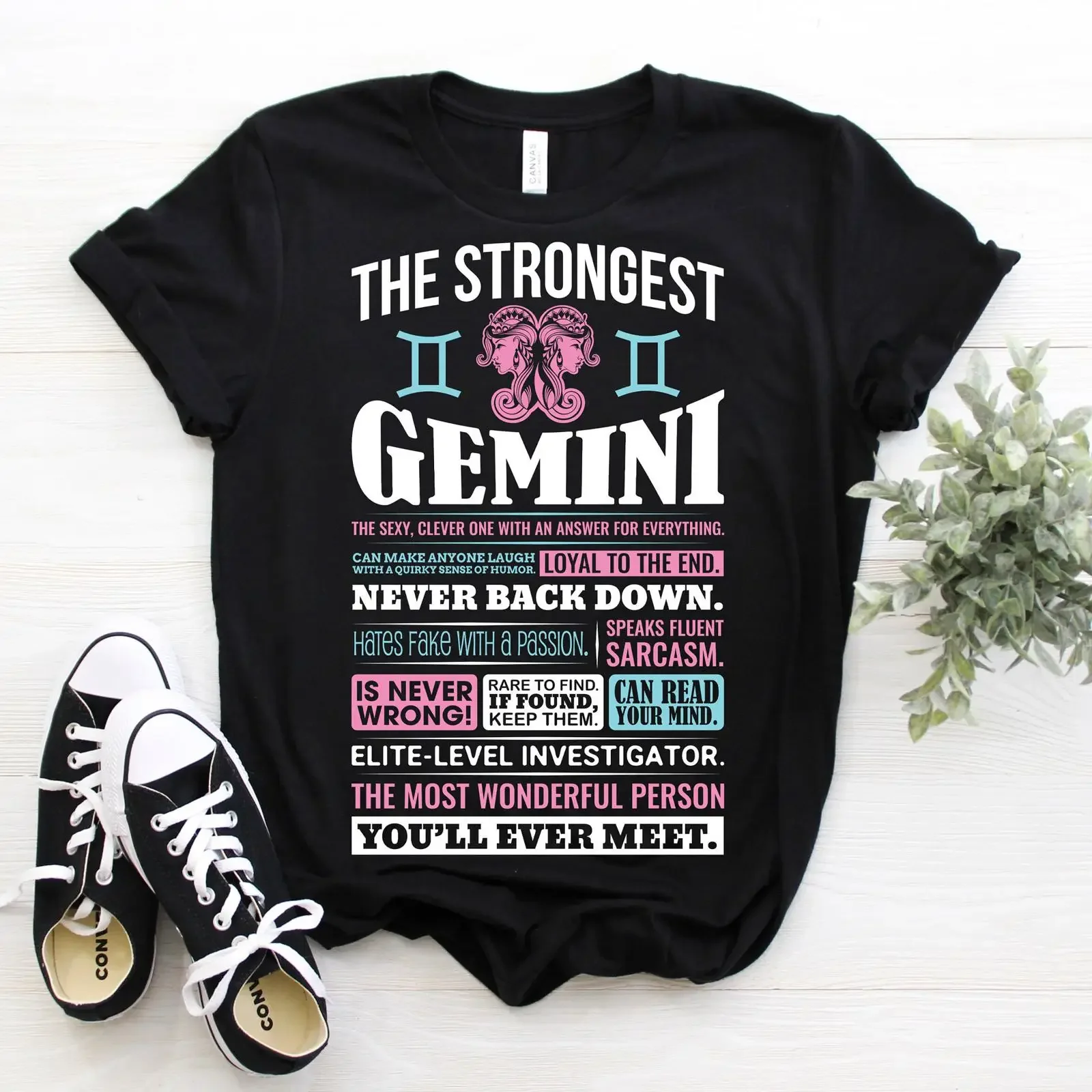 The Strongest Gemini Zodiac Sign Facts T Shirt Funny Horoscope Astrology May June Birthday Casual vintage Washed Slightly
