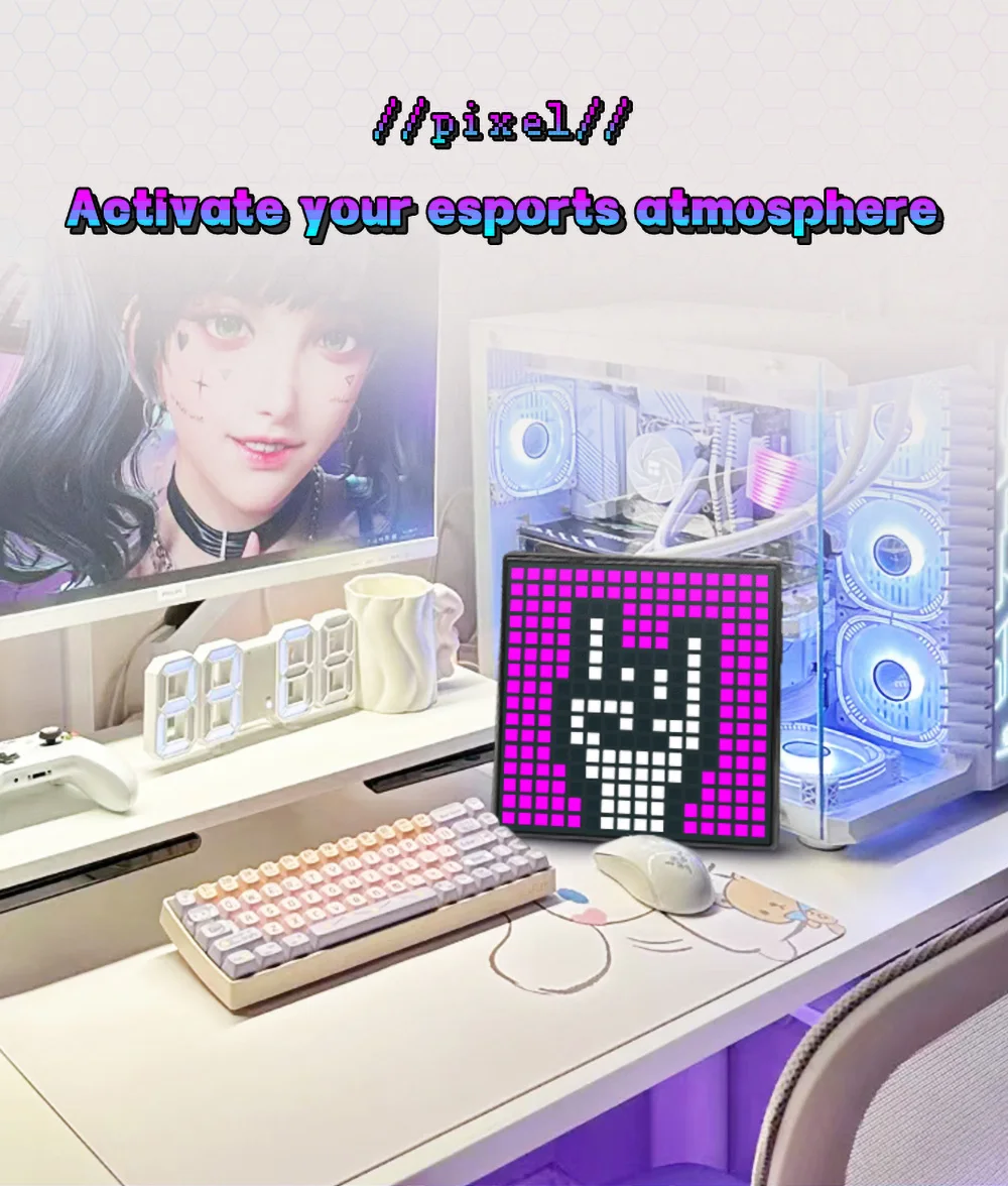 شاشة LED بكسل 64x64 RGB LED لوحة مصفوفة قابلة للبرمجة مع شاشة Pixel Art للتحكم في التطبيقات اللاسلكية وشاشة Pixel الإبداعية #6