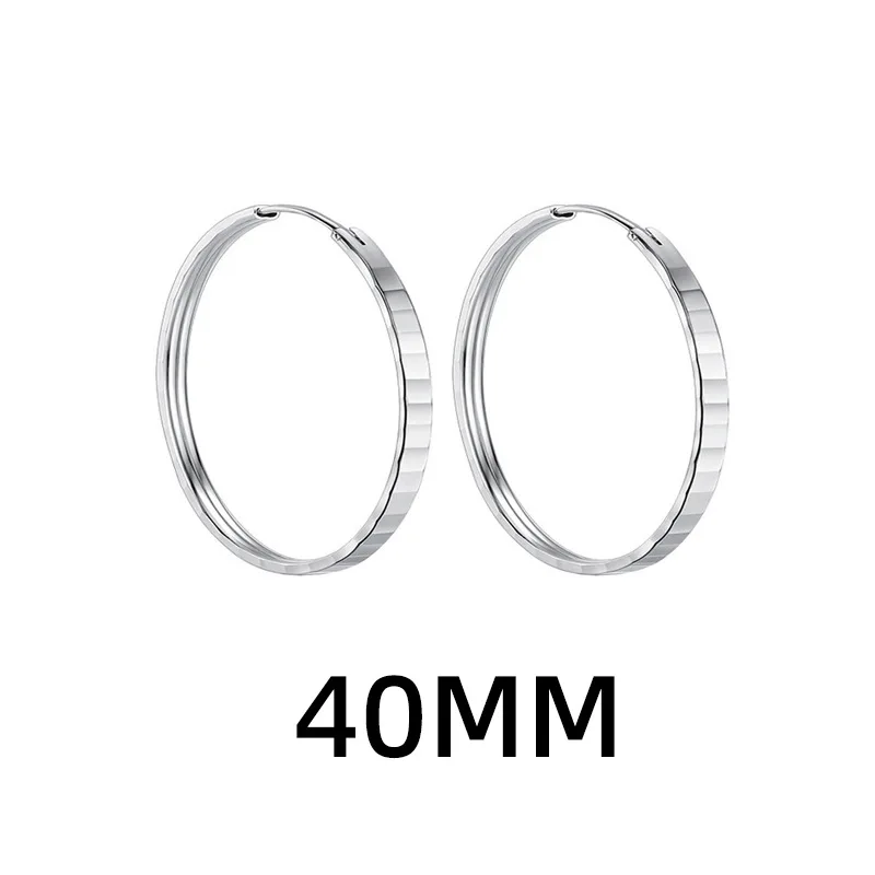 925 Sterling Silver Hyperbole Shinning Big Circle Hoop Earring For Women Girls Fake Ear Cuff Jewelry Brincos Bijoux Femme - view 4