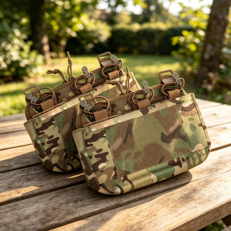 Tactical Vest Front Lower Triple Mag Pouch, Hook & Loop Utility Storage Bag, Multifunctional Pouch, Scratch-Resistant Durable