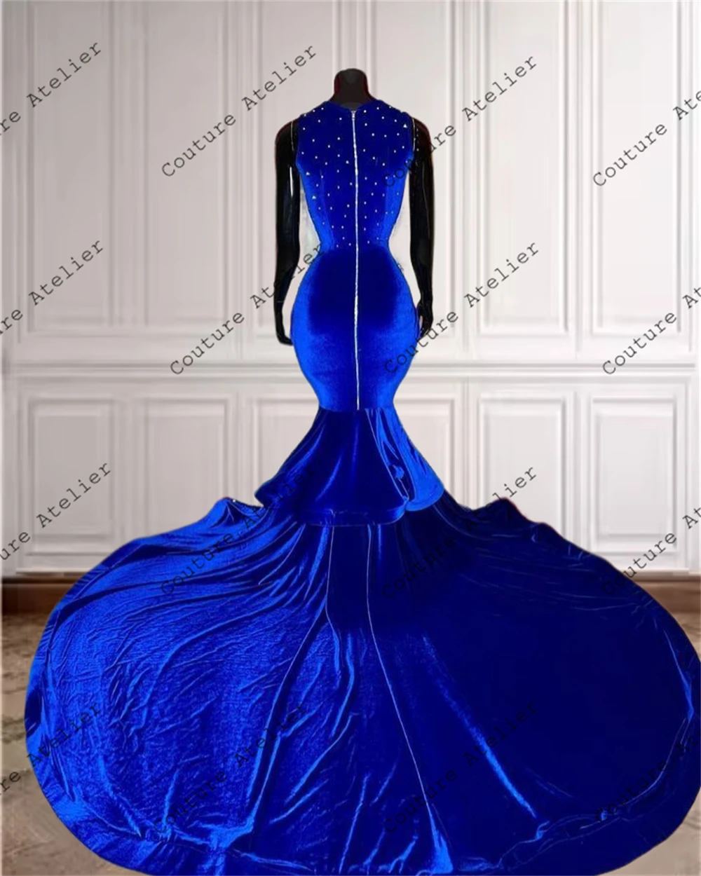 Royal Blue Sequin Sliver Tassels Crystal Beading Prom Dresses 2024 Luxury Gowns Mermaid Dress Party Wedding Evening Customized