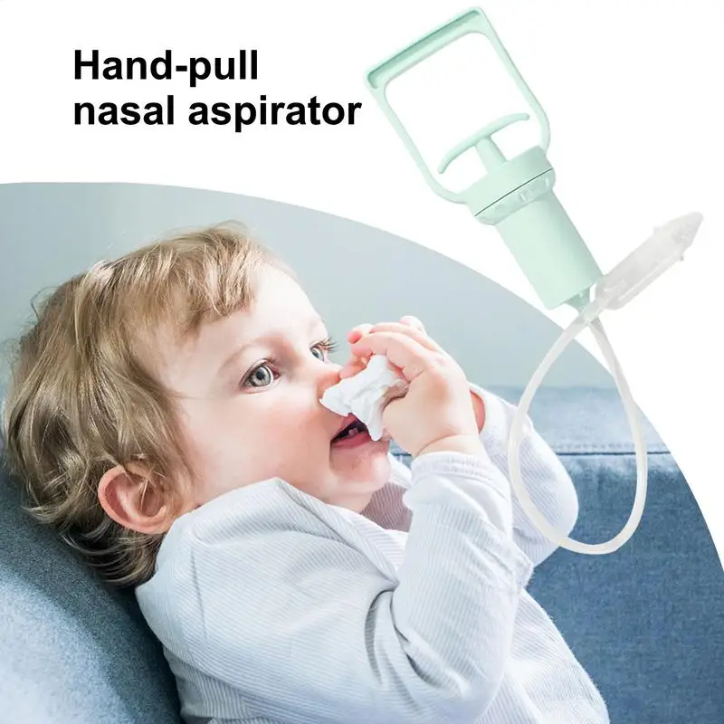 

Baby Nasal Aspirator Powerful Hand Pump Portable Hand Puller Booger Remover Soft Silicone Nozzle Congestion Relief Nose Suction