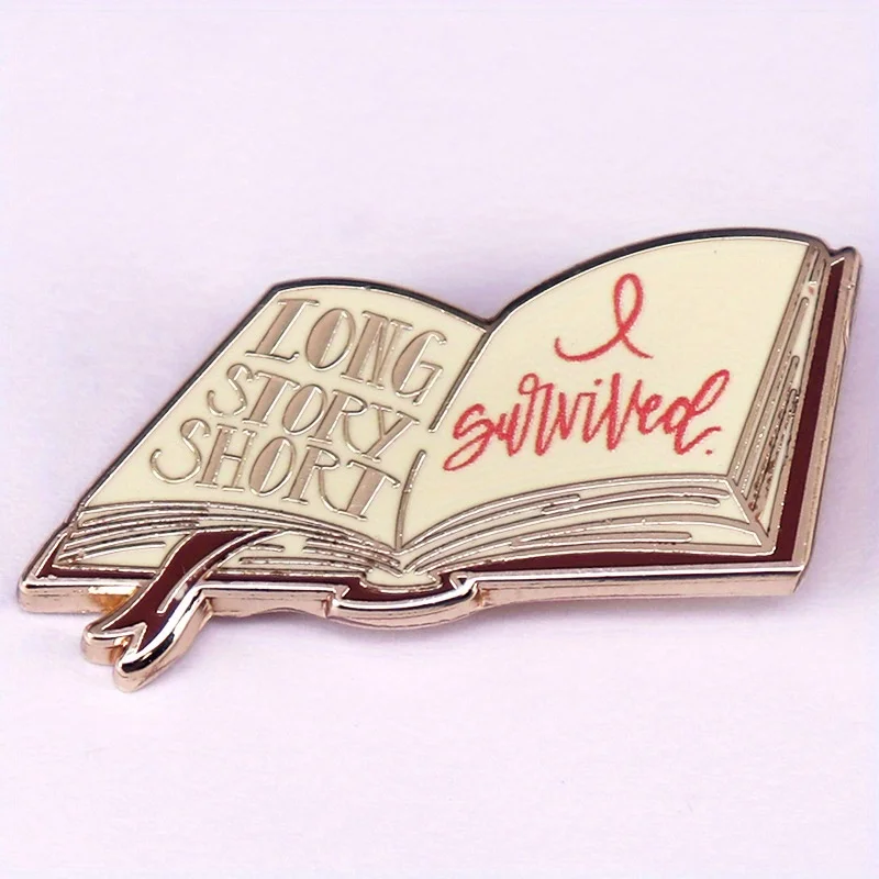 “Long story short, I persevered through” enamel pin Brooch music inspired badge
