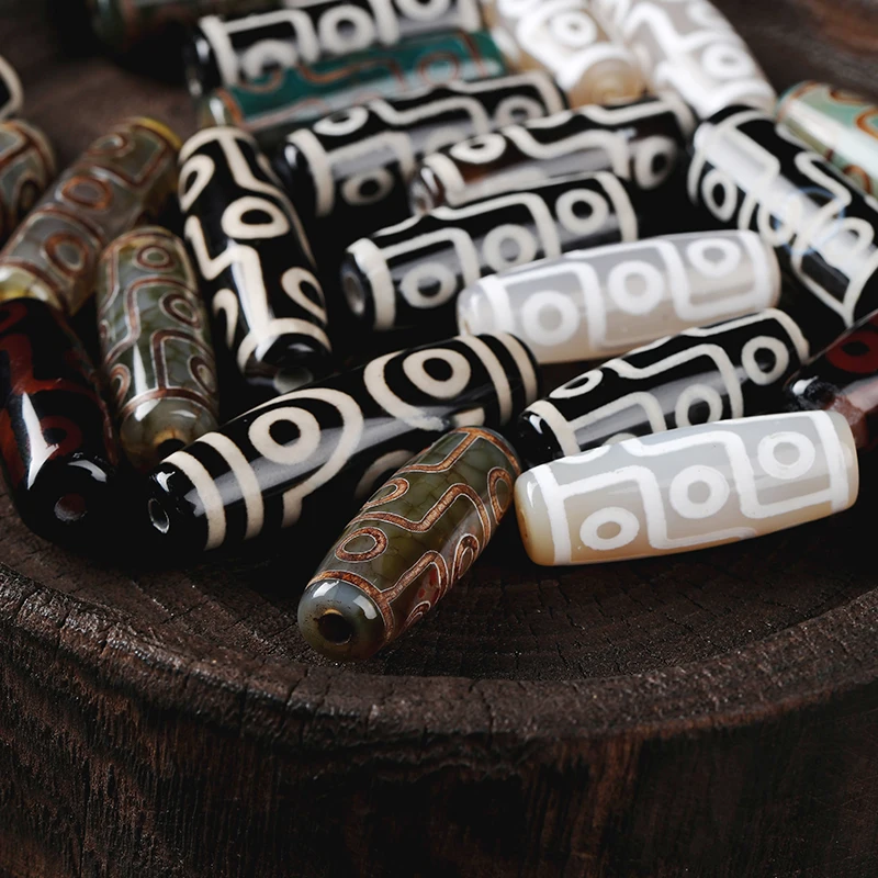 Natural Stone Tibet Dzi Agate Long Barrel Shape Bead Loose Onyx Bead for Tribal Jewelry Making Diy Necklace Bracelet Accessories