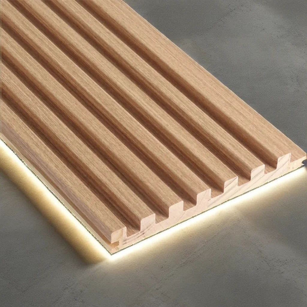 Wood Grain Fluted Wall Panels For Kitchen Office Apartment-Eco-Friendly Decorative Cladding Easy