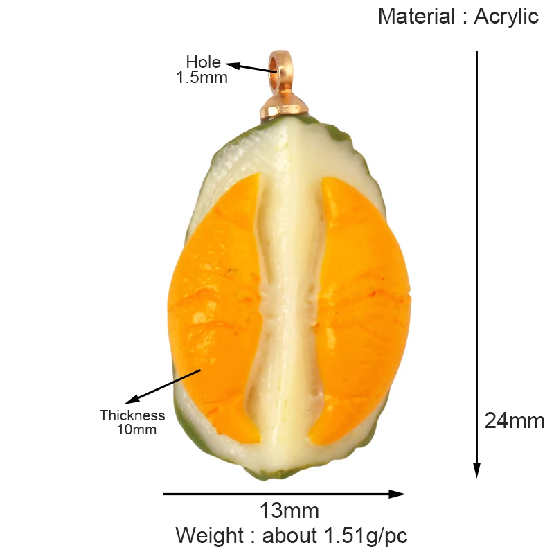 Arylic 3D Obst Erdbeere Traube Mango Durian Wassermelone Kirsche Granatapfel Charm Anhänger, Schmuck Halskette Armband Versorgung S18 – Detail 33