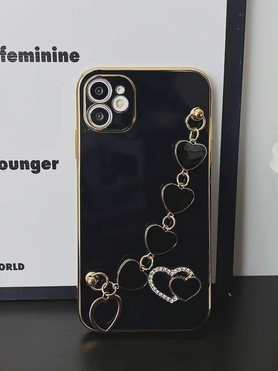 Fashion Plating 3D Love Heart Bracelet Chain Case For Samsung Galaxy S24 S22 Ultra S23 S21 S20 FE Note 20 10 Pus Silicone Cover image 4