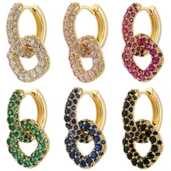 ZHUKOU Candy Square pendants earrings generous Cubic zirconia women small hoop earrings colorful fashion Jewelry wholesale VE917