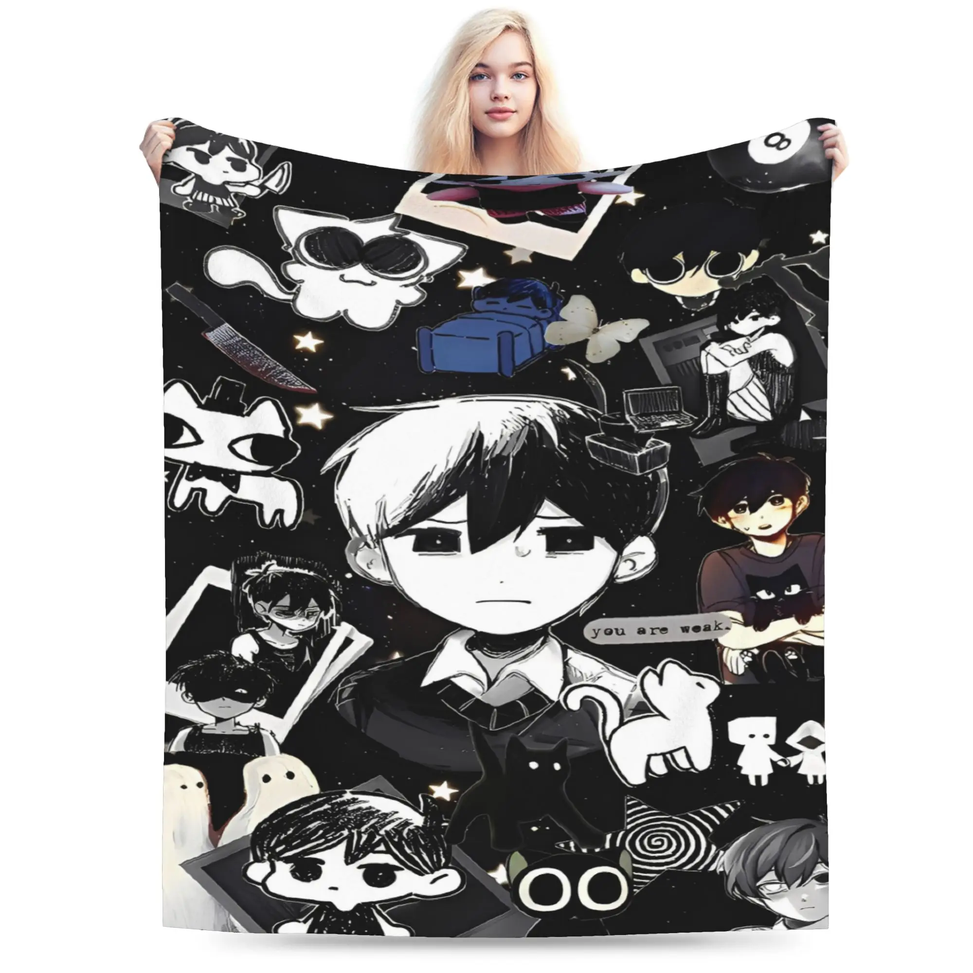 Omori Hot Game Printed Blanket Quality Super Warm  Throw Blanket Winter Airplane Travel Couch Chair Fluffy Bedspread