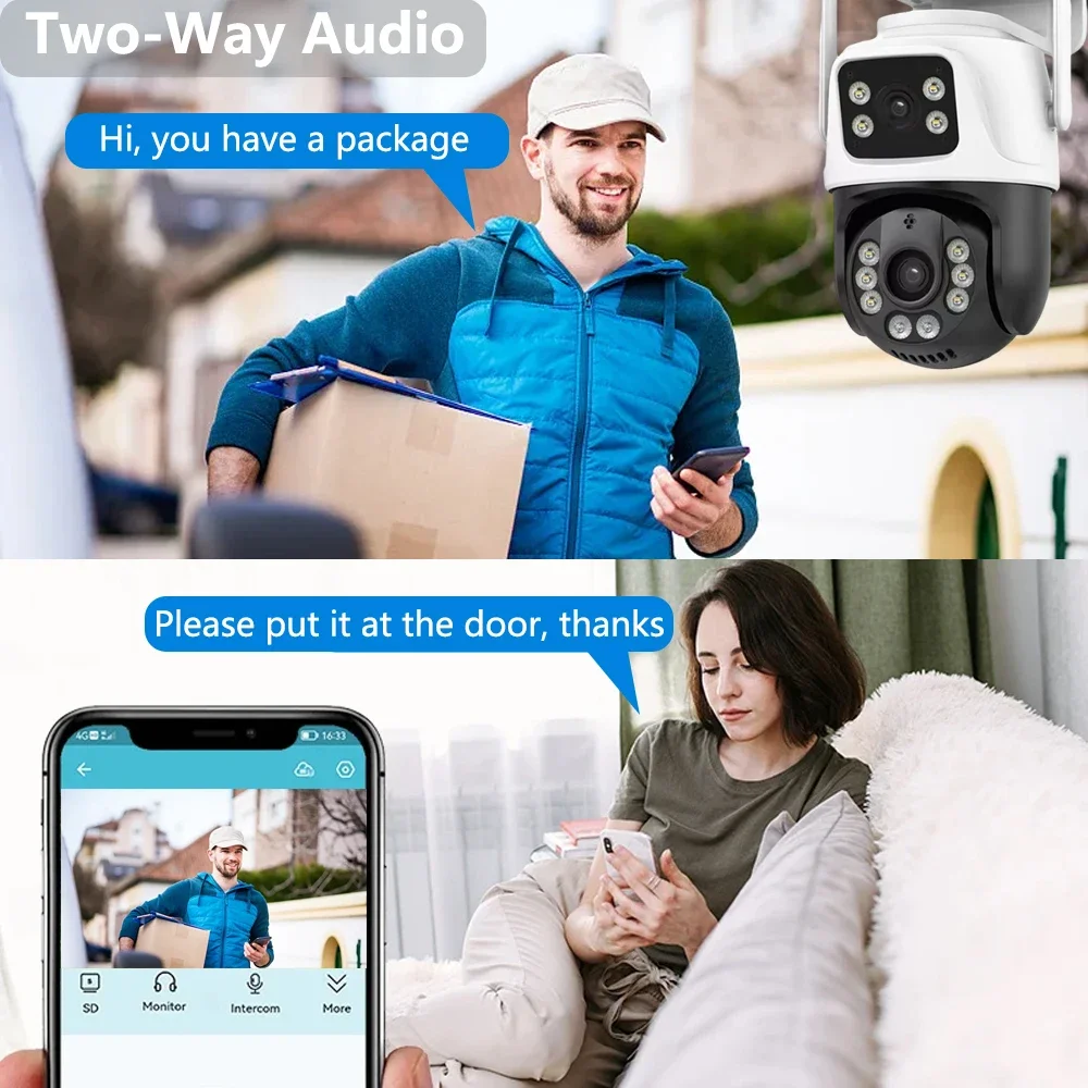 10CH 8MP 4K NVR Security Wifi PTZ Camera CCTV System Home Video Surveillance Kit Auto Track 2-Audio Record Outdoor Ip Camera Set