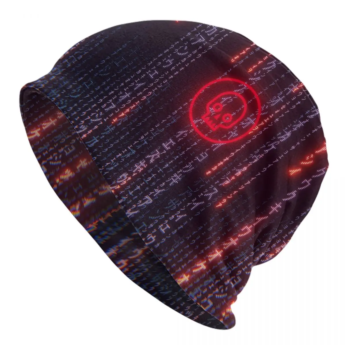

The Matrix Bonnet Hat Casual Street Skullies Beanies Hat Kanji Skull Red Scrolling for Men Women Spring Dual-use Cap
