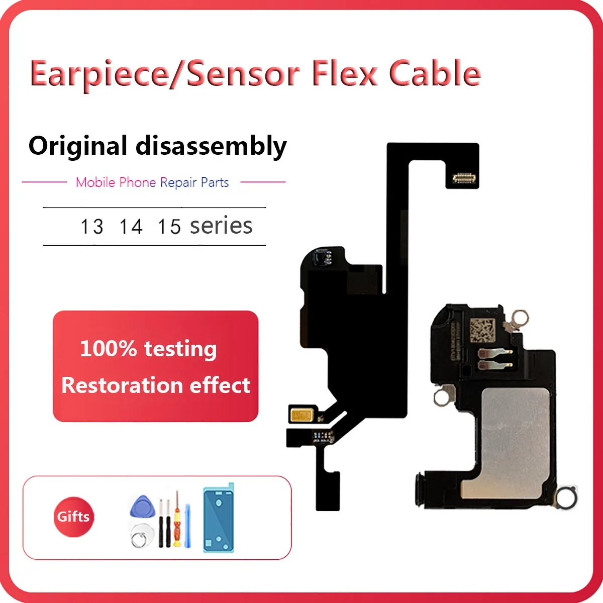 Earpiece Ear Speaker For iPhone 13 14 15 Pro Max 13 Mini 15 Plus Sound Receiver Earphone Front Light Sensor Flex Cable for iphone 12 pro creative flannel slipper design tpu phone case light red