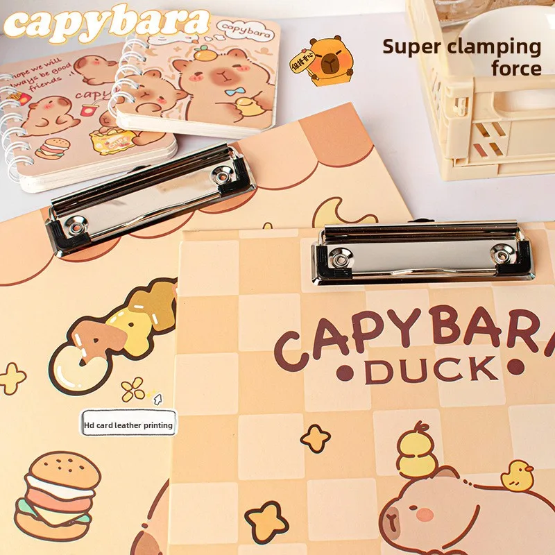 2 Pcs Kapibara A4 Folder Student Board Clip Writing Board Test Paper Storage and Finishing Multifunctional Thickened Stationery