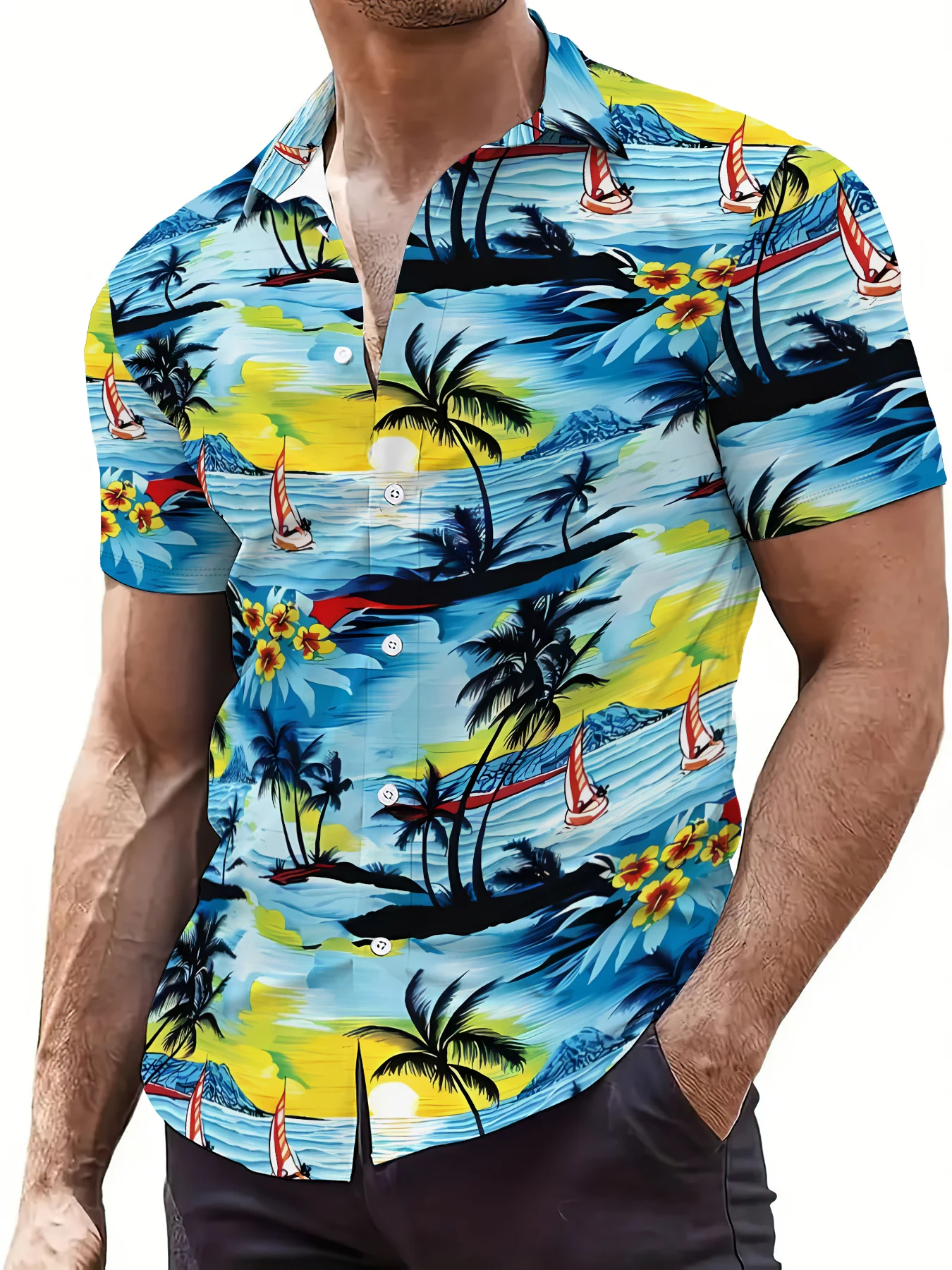2026 Summer New Style Men's Short-Sleeved Shirt - 3D Printed Pattern - Wicking and Drying - Casual and Fashionable Beach Shirt