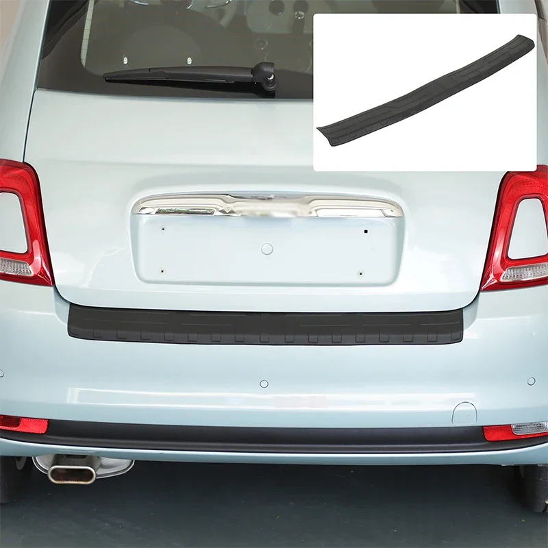 For Fiat 500 2016-2025+ TPE Black Car Trunk Bumper Decorative Guard Sticker Protection Modification Accessories