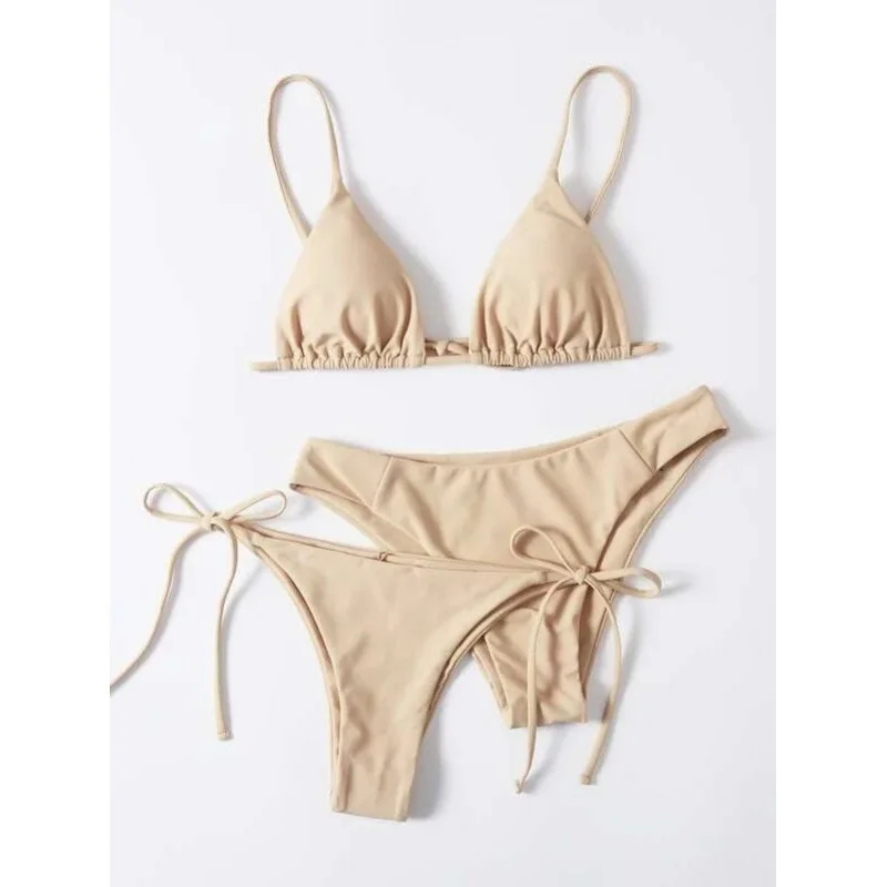 Sexy 3 Piece Bikini Set Women Push Up Bandage Triangle Solid Swimsuit Brazilian Beach Bathing Suit Swimwear Biquini Summer 2026
