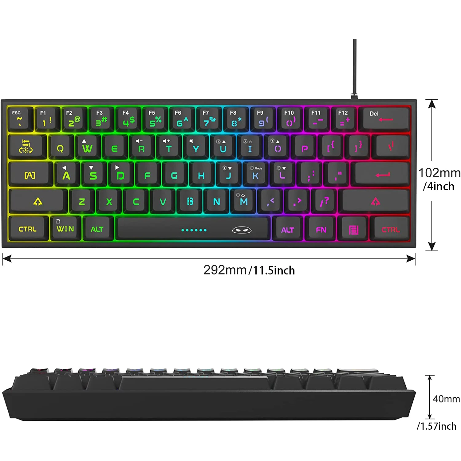 Imagem -06 - Magegee-mini Gaming e Teclado Office Ts91 tipo Keycap Impermeável Wired Rgb Backlit Teclado de Computador Compacto para Windows Mac 60