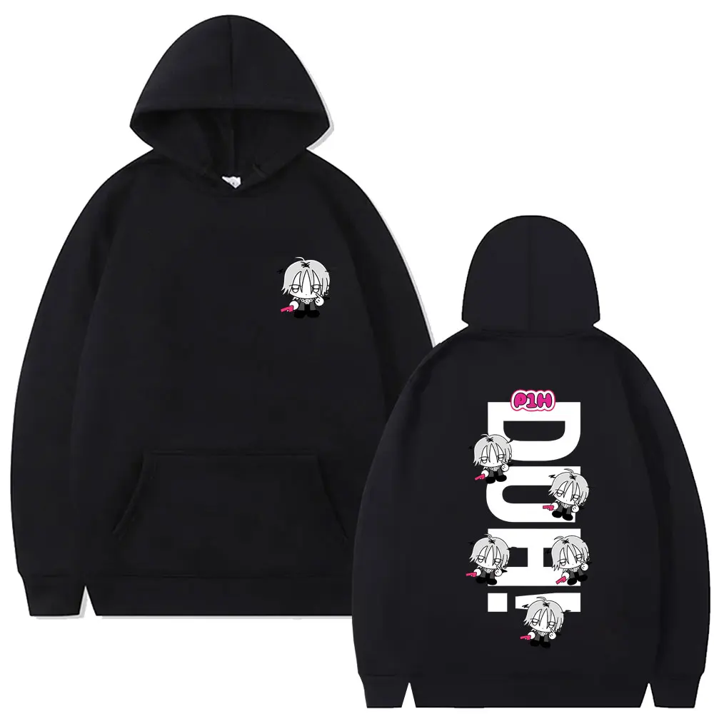 

Korean Kpop P1Harmony 2025 DUH Cartoon Style Hoodie Cat Funny Meme Hoodies Men Women Fashion Casual Oversized Hooded Sweatshirt