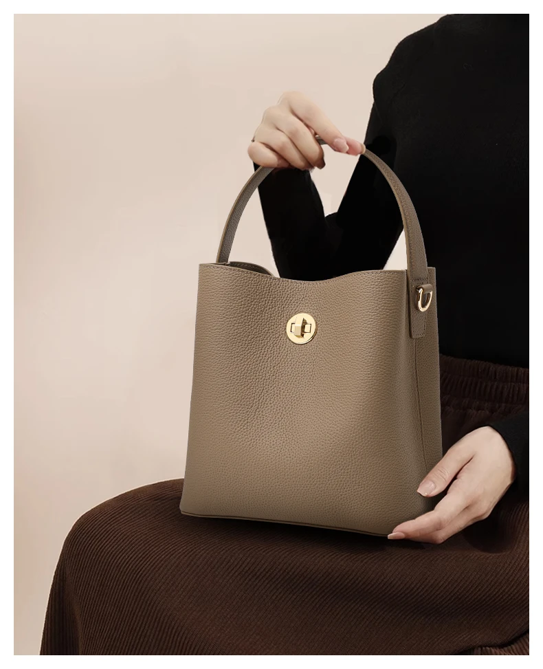 Elegante Retro-Handtasche aus hochwertigem Rindsleder mit mehrschichtigem Schultergurt und Verschluss, Umhängetasche für Damen – Detail 2