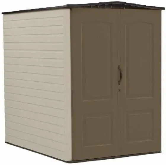 Large Vertical Resin Outdoor Storage Shed With Floor (5 x 6 Ft) Weather Resistant Brown Organization for Home/Backyard