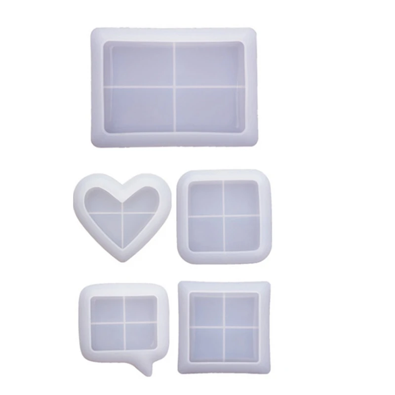 

5Pcs DIY Epoxy Resin Tray Silicone Pouring Resin Coaster Mold Square Love Saucer Plate Jewelry Decoration Crafts