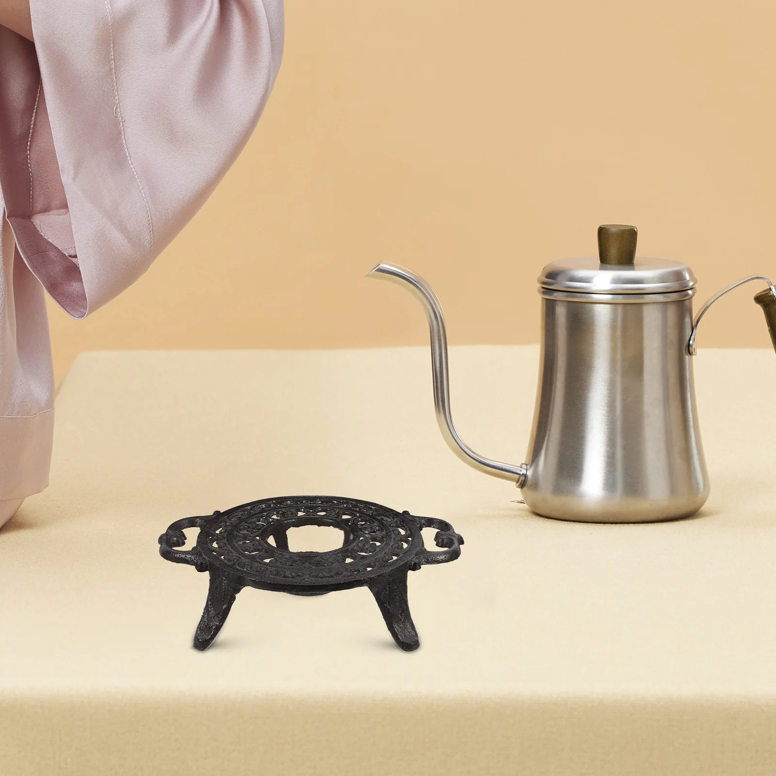 

Cast Iron Teapot Tripod Dark Brown Wax Warmer Portable Stove Coffee Pot Heater Coasters for Drinks Tea Kettle Base
