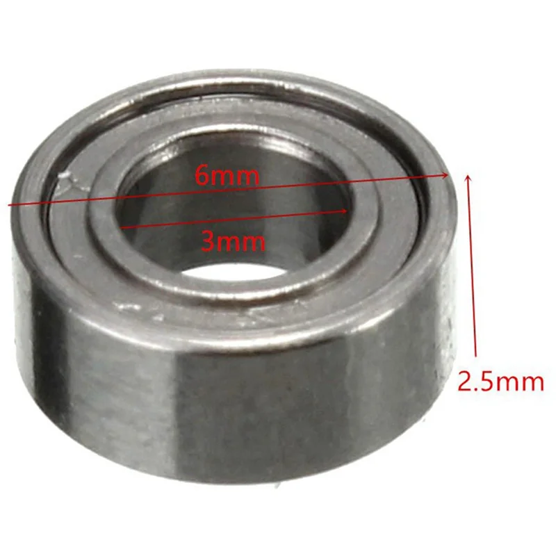 B03C-250Pcs MR63ZZ 3X6X2 Mm Deep Groove Ball Bearing Miniature Bearing