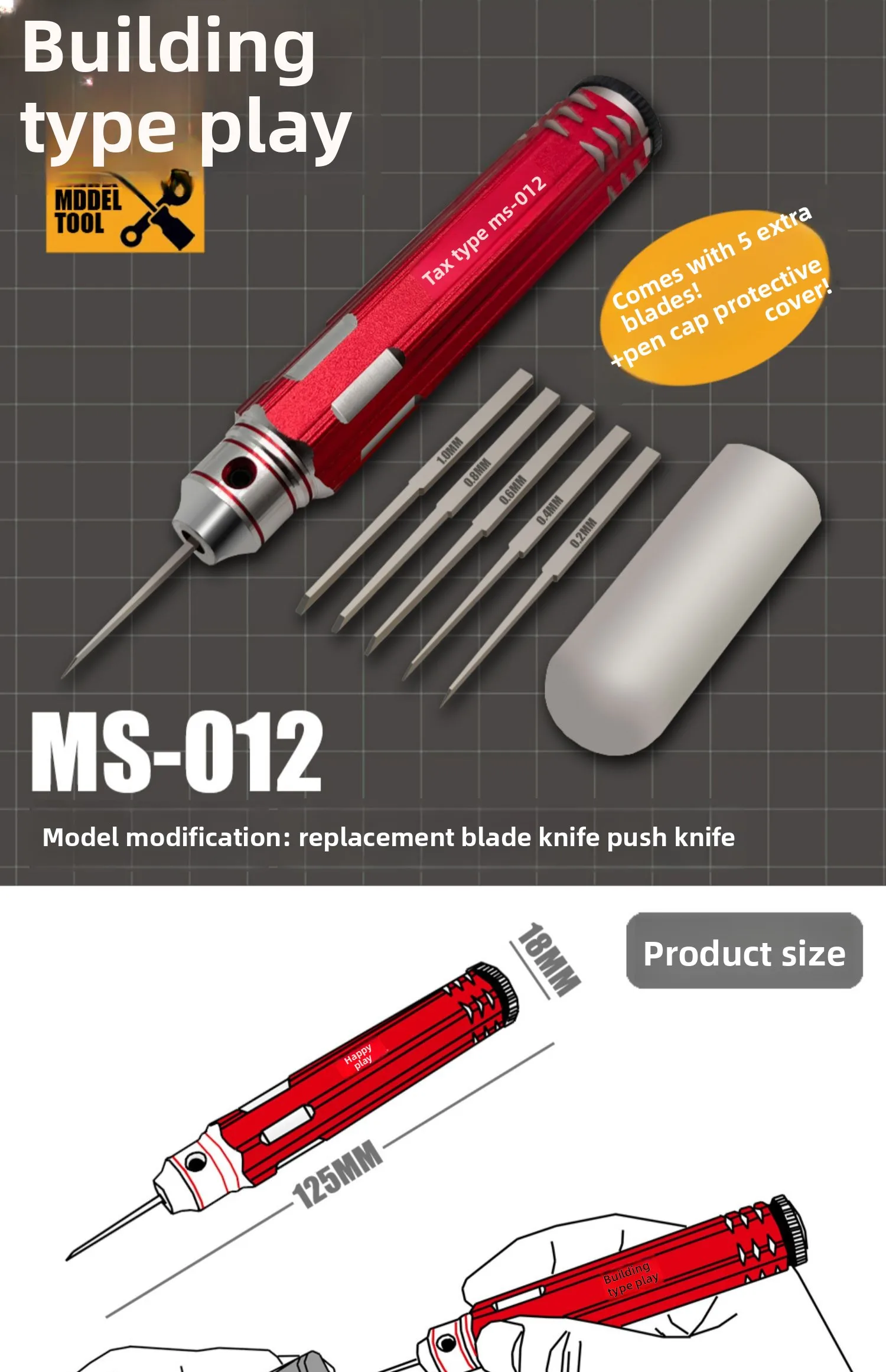 

Mode Build For Gundam Detail Engraving Replacement Metal Precision Engraving Knife Push Knife MS-012