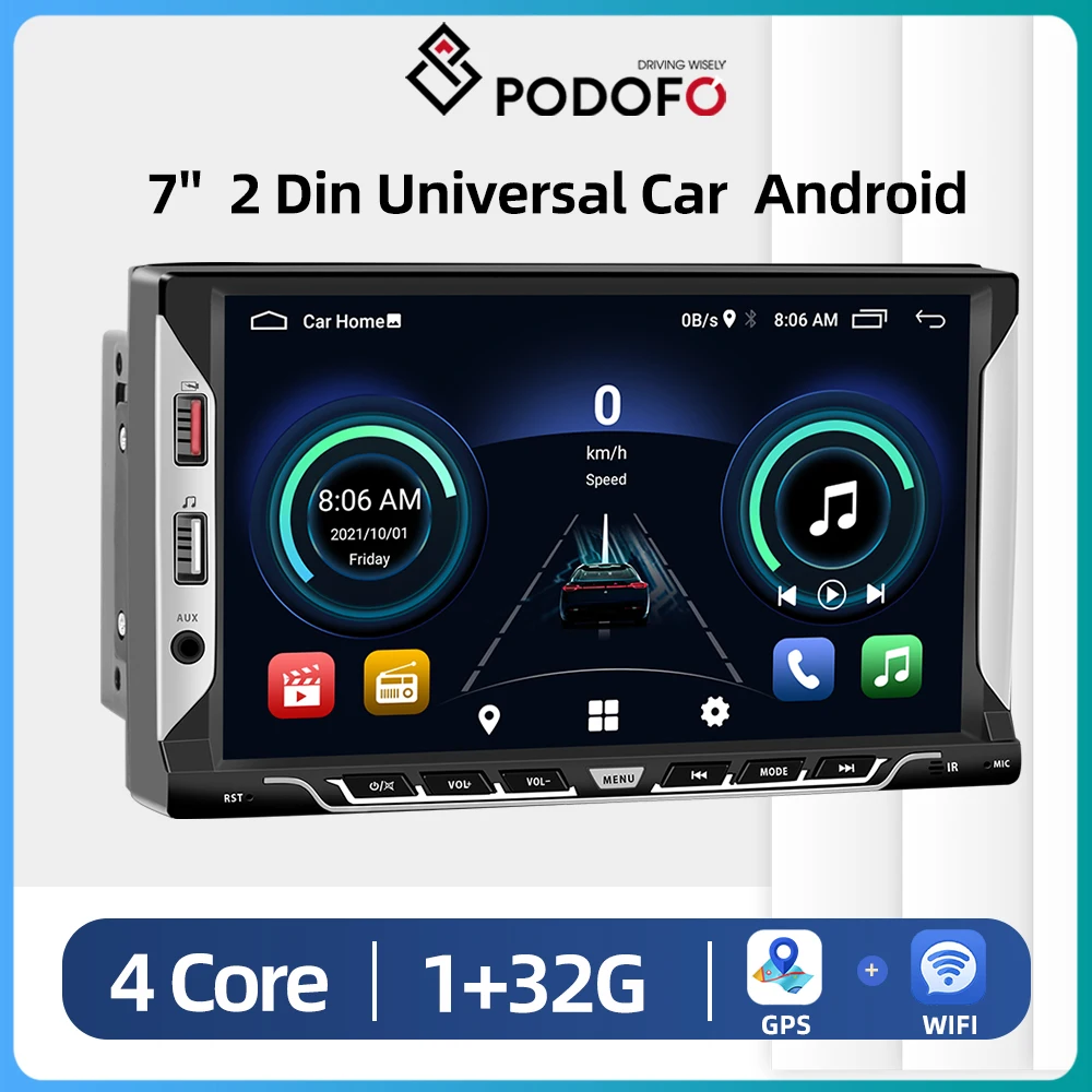 

Podofo Android Car Radio for Universal Carplay Auto WiFi GPS Stereo Player 2Din 7 " Nissan Hyundai Toyota