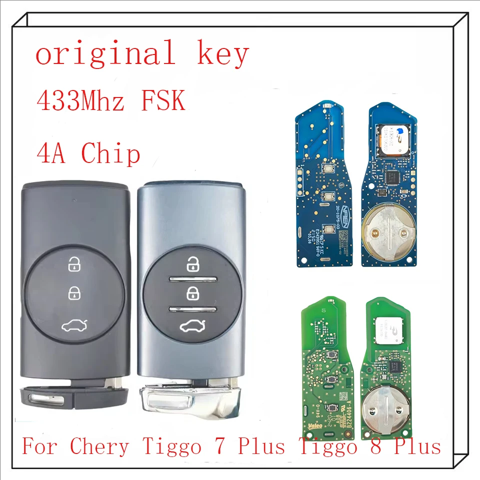 3 Buttons Original Keyless Go Smart Car Key For Chery Exeed Vantas TX TXL LX New Tiggo 3X 5X 7 Plus 8 Plus 4A Chip 433MHz FSK