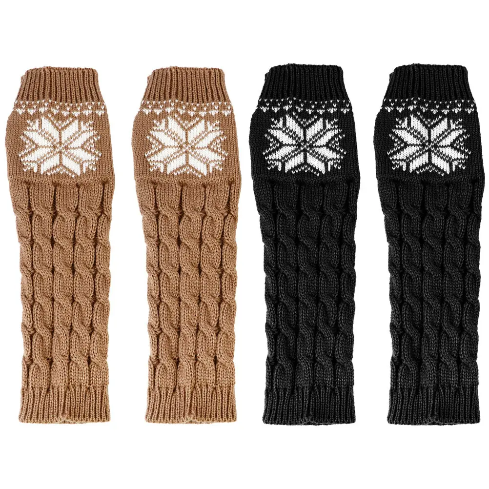 Jacquard Thermal Arm Warmers 2 Pairs – Lightweight Breathable Winter Elbow Sleeves for Outdoor Activities