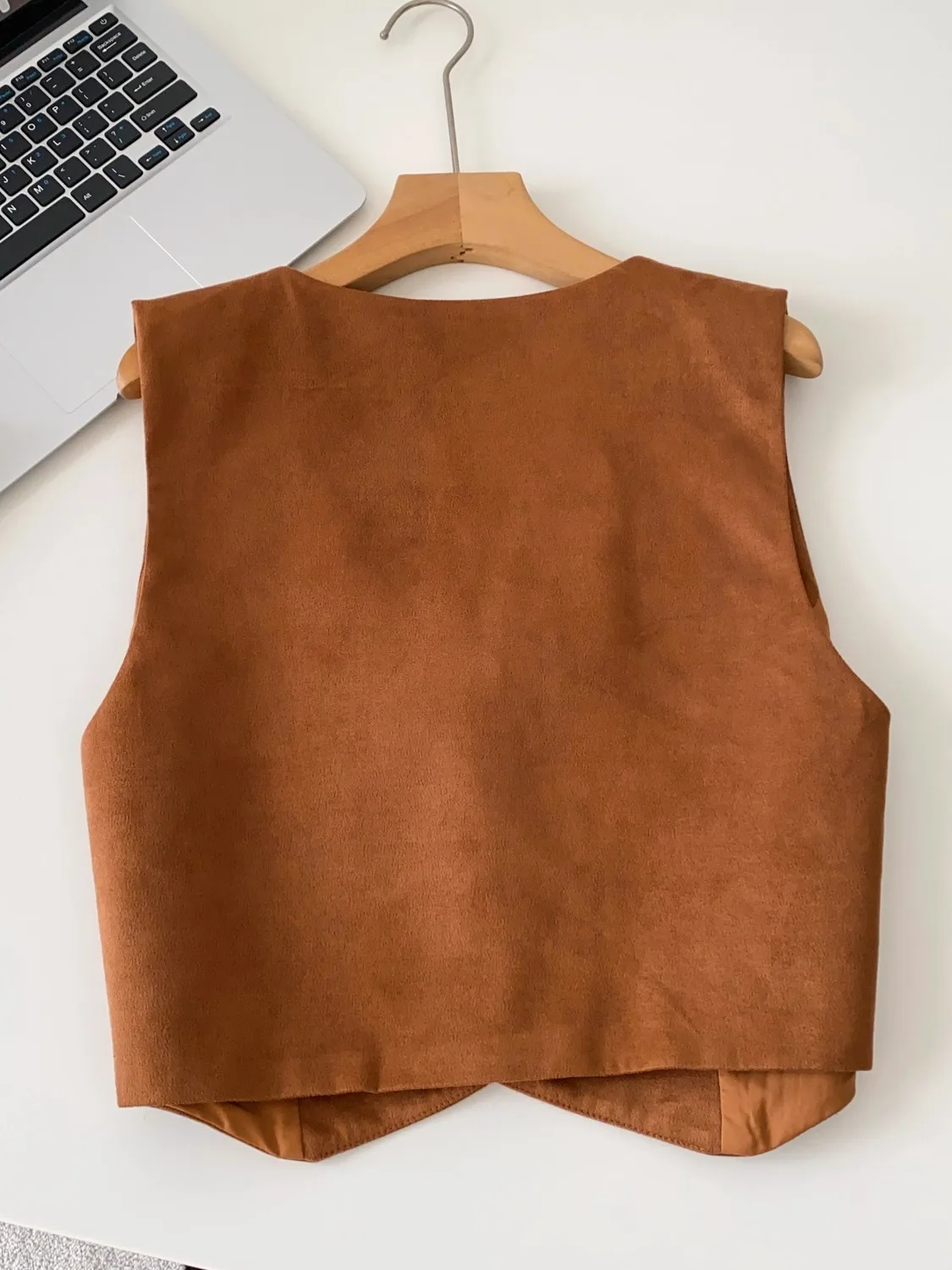 レトロ Vaion レディース ベスト トップ V ネック オープン カーディガン 鹿革 ベルベット ショルダーパッド ファッショナブルなアウターウェア 旅行用