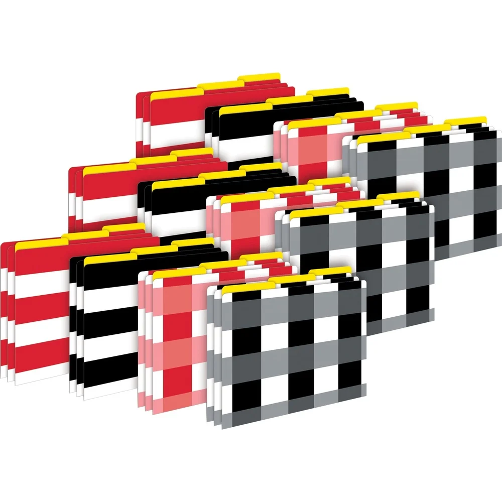 Buffalo Plaid Wide Stripes Letter Size File Folders Multi Design Set 36 Pieces Reversible Colorful Organizing Storage Solutions