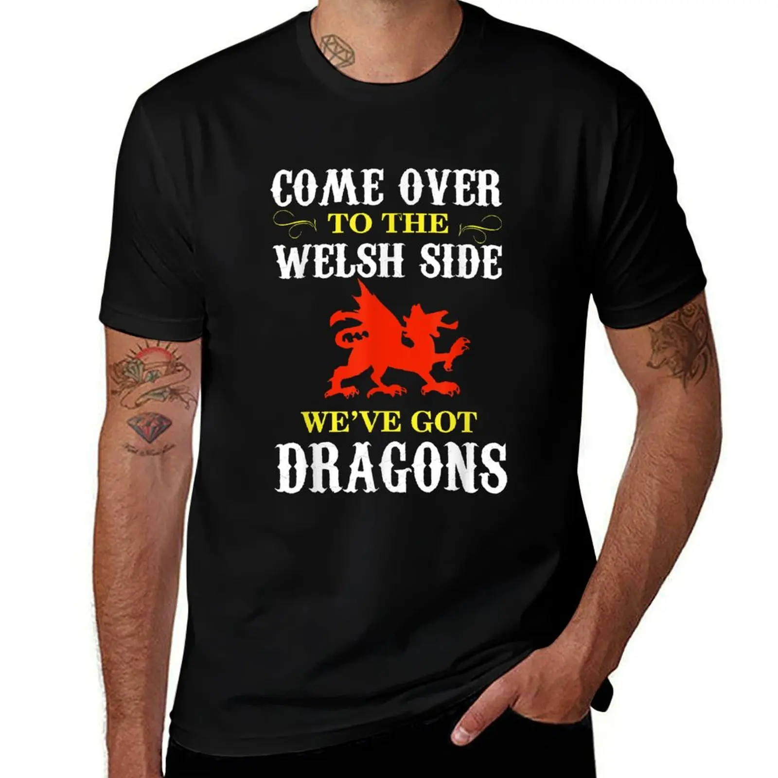 Come Over To The Welsh Side Wales Dragon T-Shirt tops essential t shirt plus size men clothing