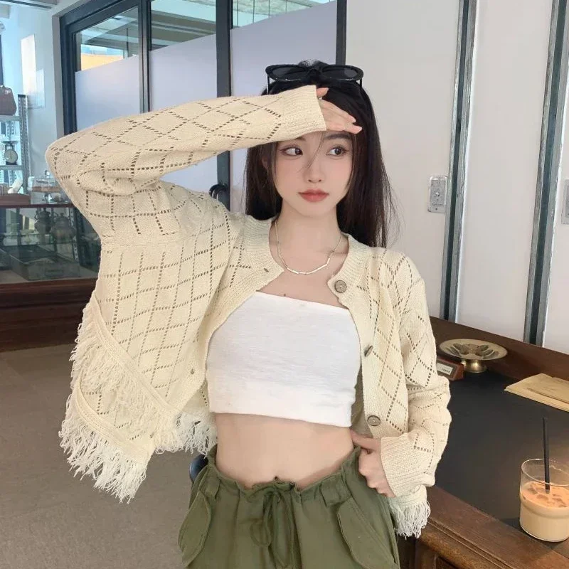 2025 Cardigan solido maglione da donna cardigan chic a maniche lunghe lavorato a maglia donna abiti invernali