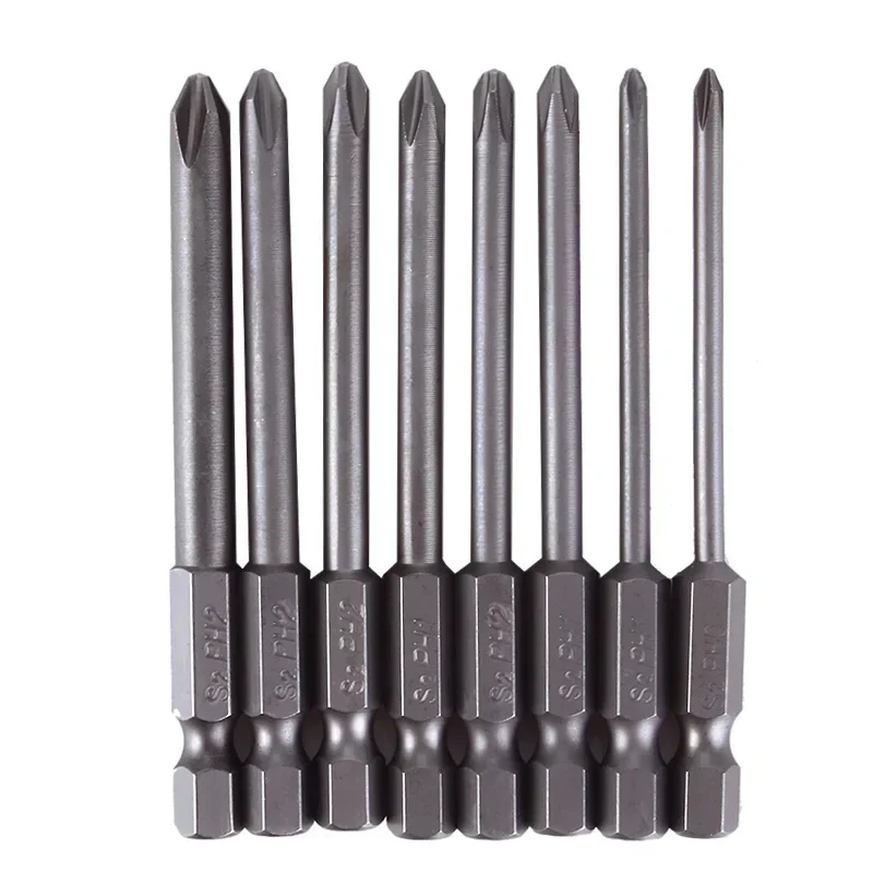 8pcs/set Shank 1/4 inch S2 Alloy Steel Magnetic Hex Cross Head Screwdriver Bits Set PH0 PH1 PH2  Screwdriver Head #91149