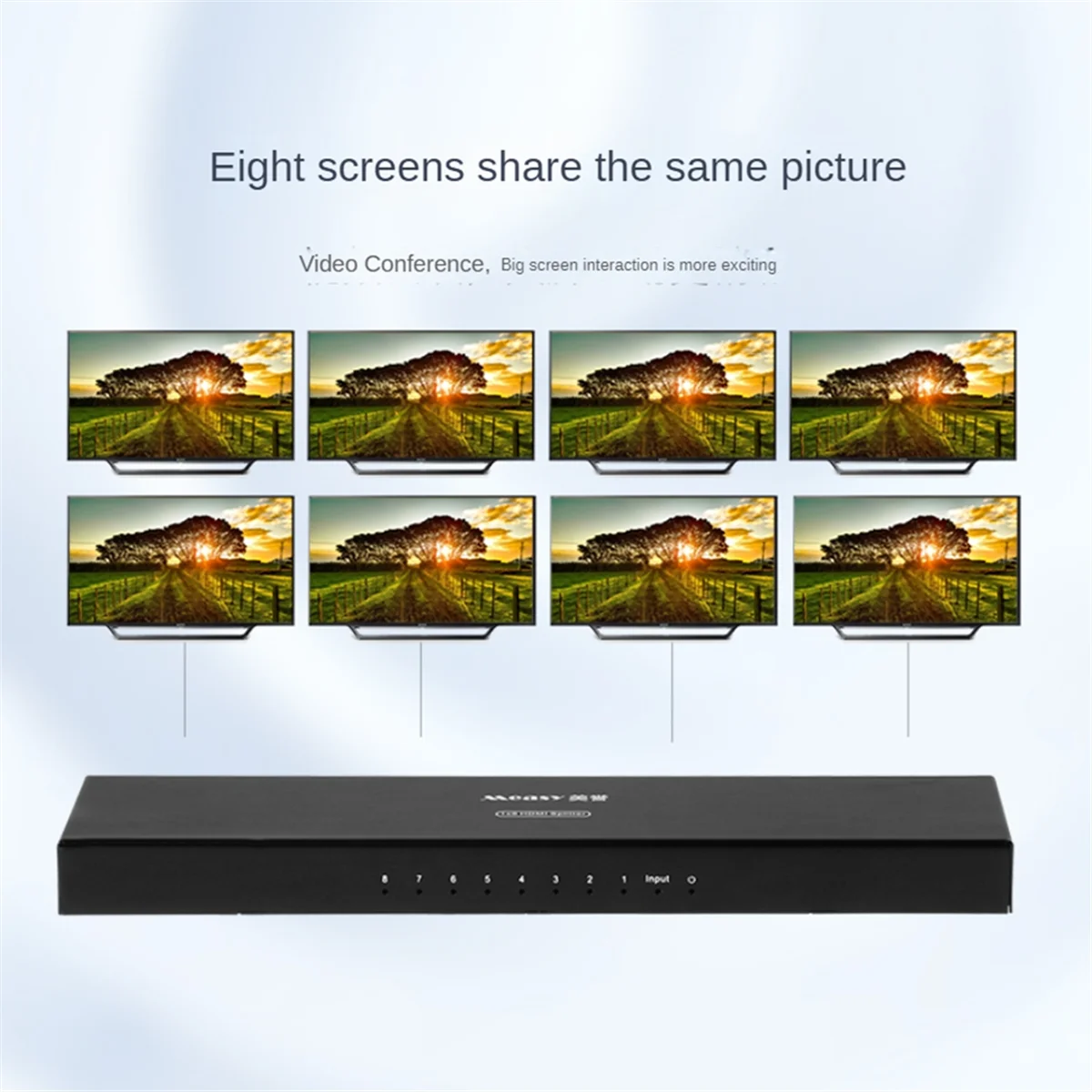 ABEP-Measy 1 Eingang 8 Ausgang Splitter HDMI-kompatibler Splitter 4K 30HZ Display Duplikat Verstärker Splitter für TV Video mit USA