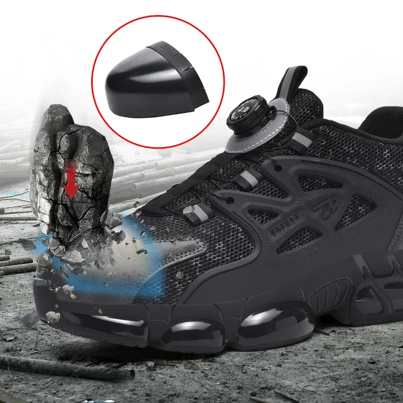 الدورية زر أحذية أمان الرجال مكافحة سحق مكافحة ثقب أحذية عمل موضة الرجال أحذية رياضية السلامة الأمن أحذية واقية #3