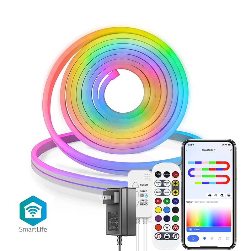 TUYA Neon LED Strip Verlichting 12-24 V 84 LEDs/M Siliconen Neon Lichtslang met Muziek Sync RGBIC Dreamcolor Chasing Strip Tape voor Kamer - afbeelding 1