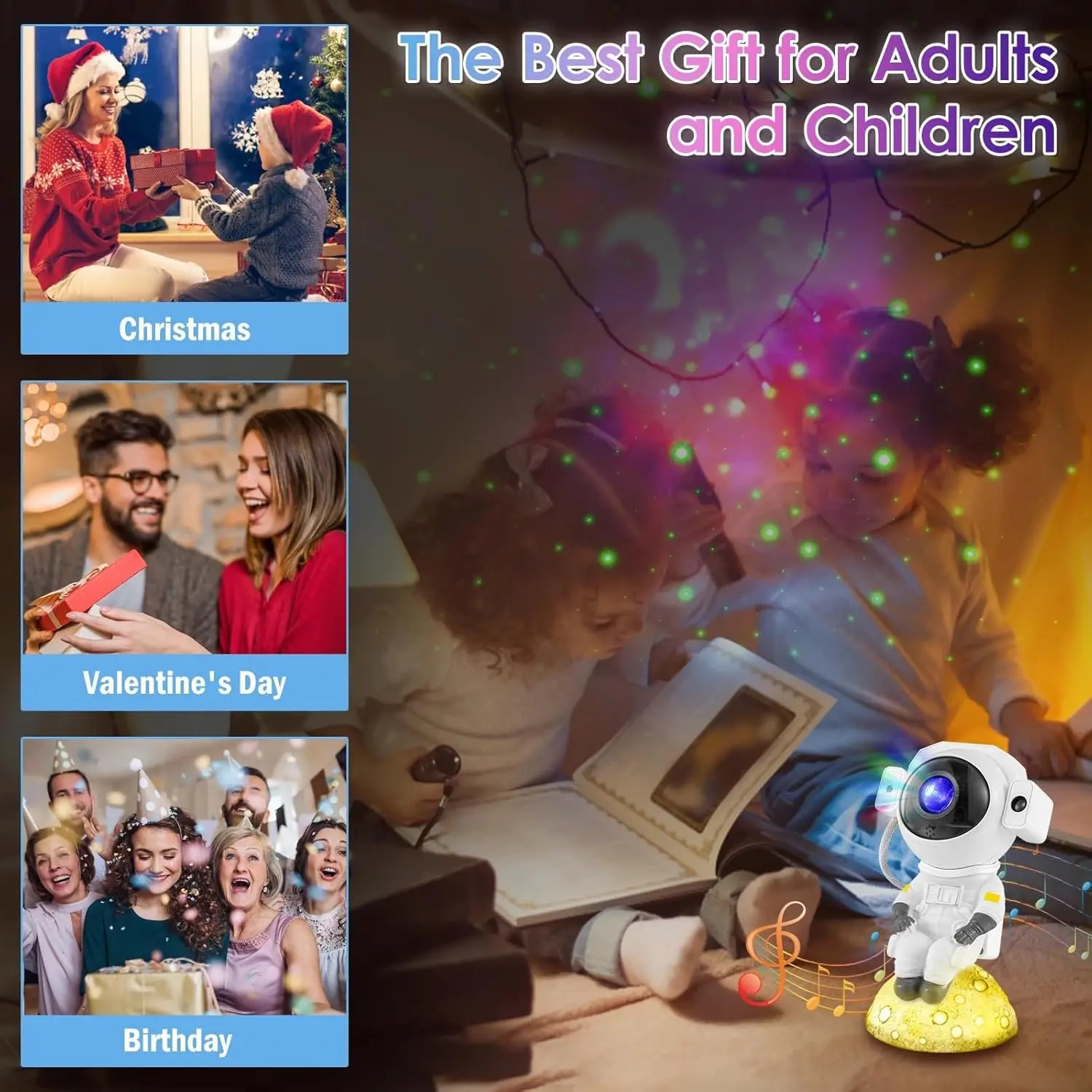 Astronaut Galaxy Projector, Star Projector Night Light with Music, Remote Control , for Bedroom, Kids, Gifts, Party