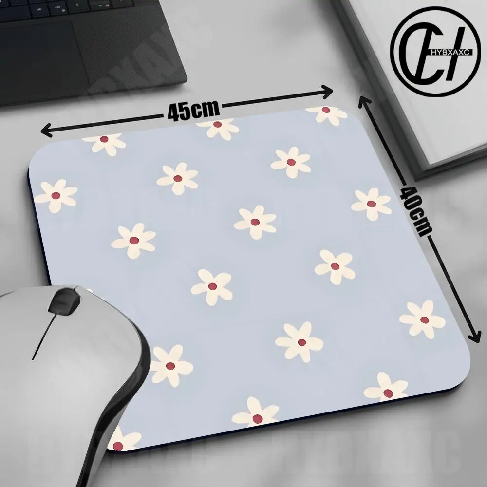 Blue Daisy Mouse Pad Multiple sizes Large Square Computer Office Game Table Mat Minimalist Aesthetic Rubber Anti-slip Mousepad