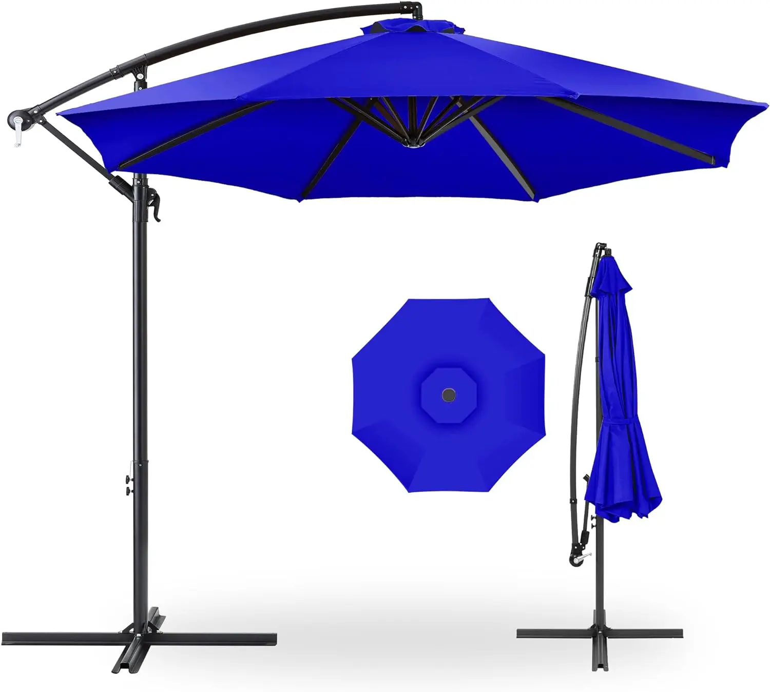 

Offset Hanging Market Patio Umbrella w/Easy Tilt Adjustment, Polyester Shade, 8 Ribs for Backyard, Poolside, Lawn and Garden