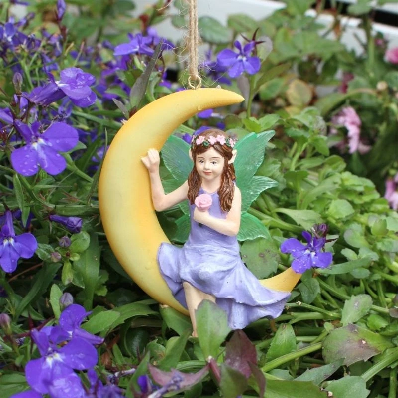 Artistic Garden Sculpture Ornaments Elf Figurine Simulation Statue for Desktop and Outdoor Swing Decoration C5AD