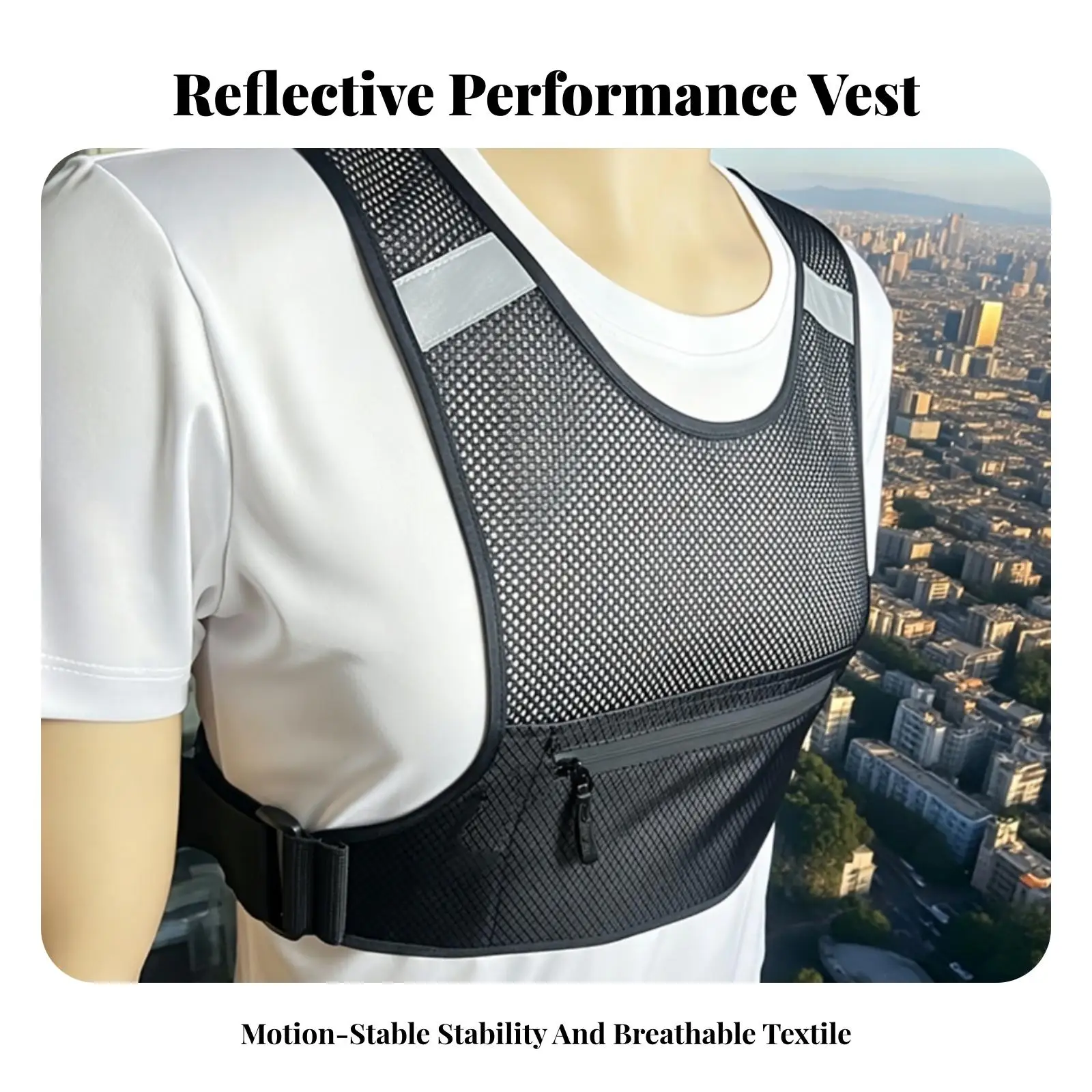 Vest Bag with Reflective Strips Lightweight Mesh Vest Bag Breathable Running Chest Pack for Biking, Trail Walks, Active