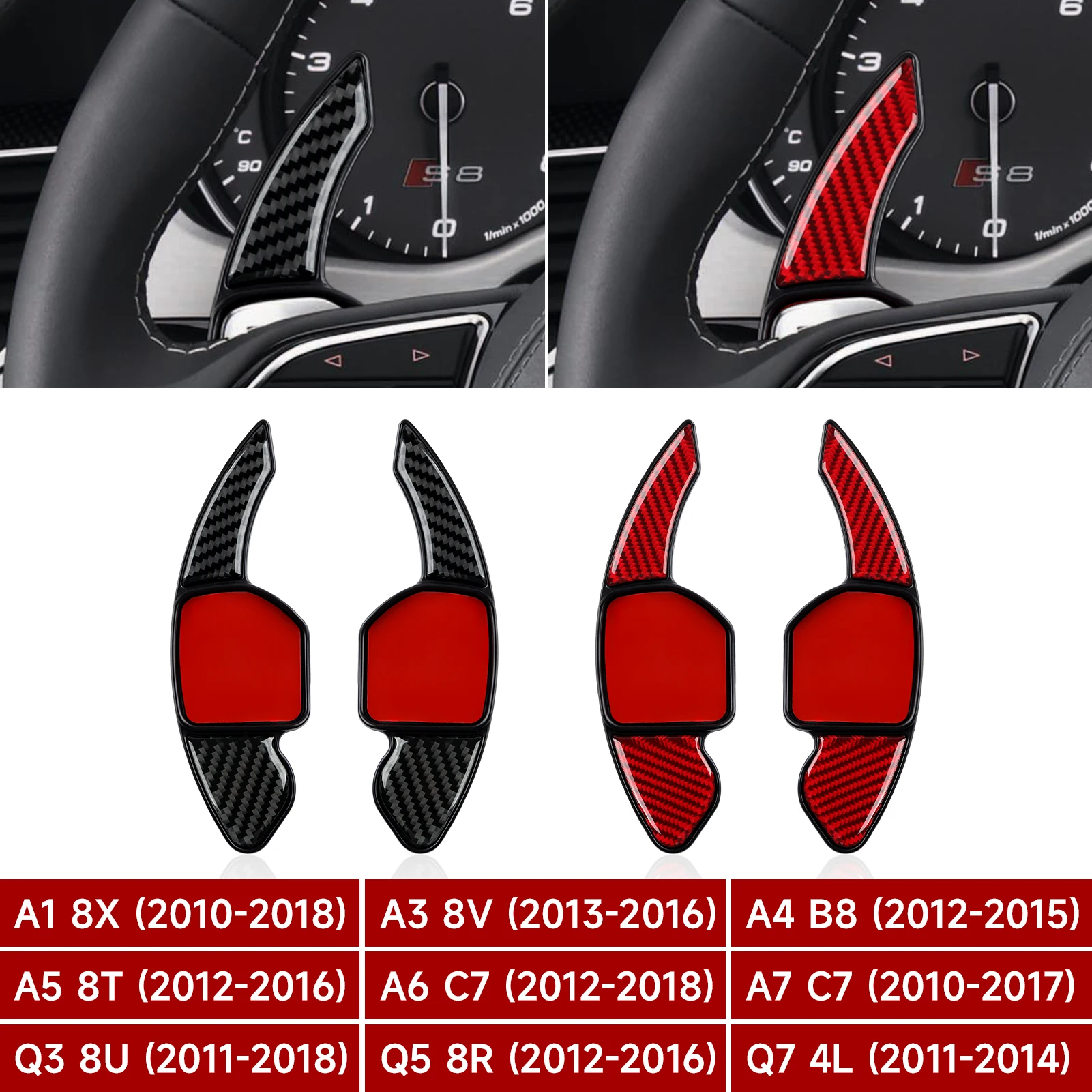 

Car Steering Wheel Shift Paddles Carbon Fiber Sticker For Audi A1 8X A3 8V A4 B8 A5 8T A6 A7 C7 Q3 8U Q5 8R Q7 4L Accessories
